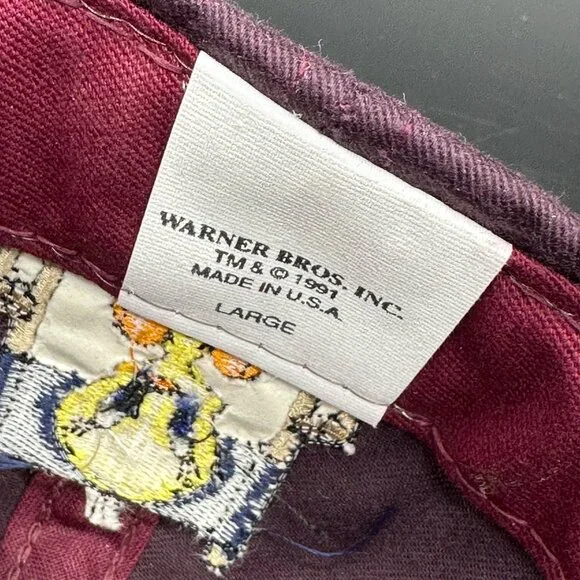 Vintage Baseball Cap 1991 Tweety Embroidered Hat Purple Navy Warner Bros USA - Picture 9 of 10